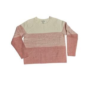 Cupcakes and Cashmere pink white stripes fluffy chenille sweater womens xl